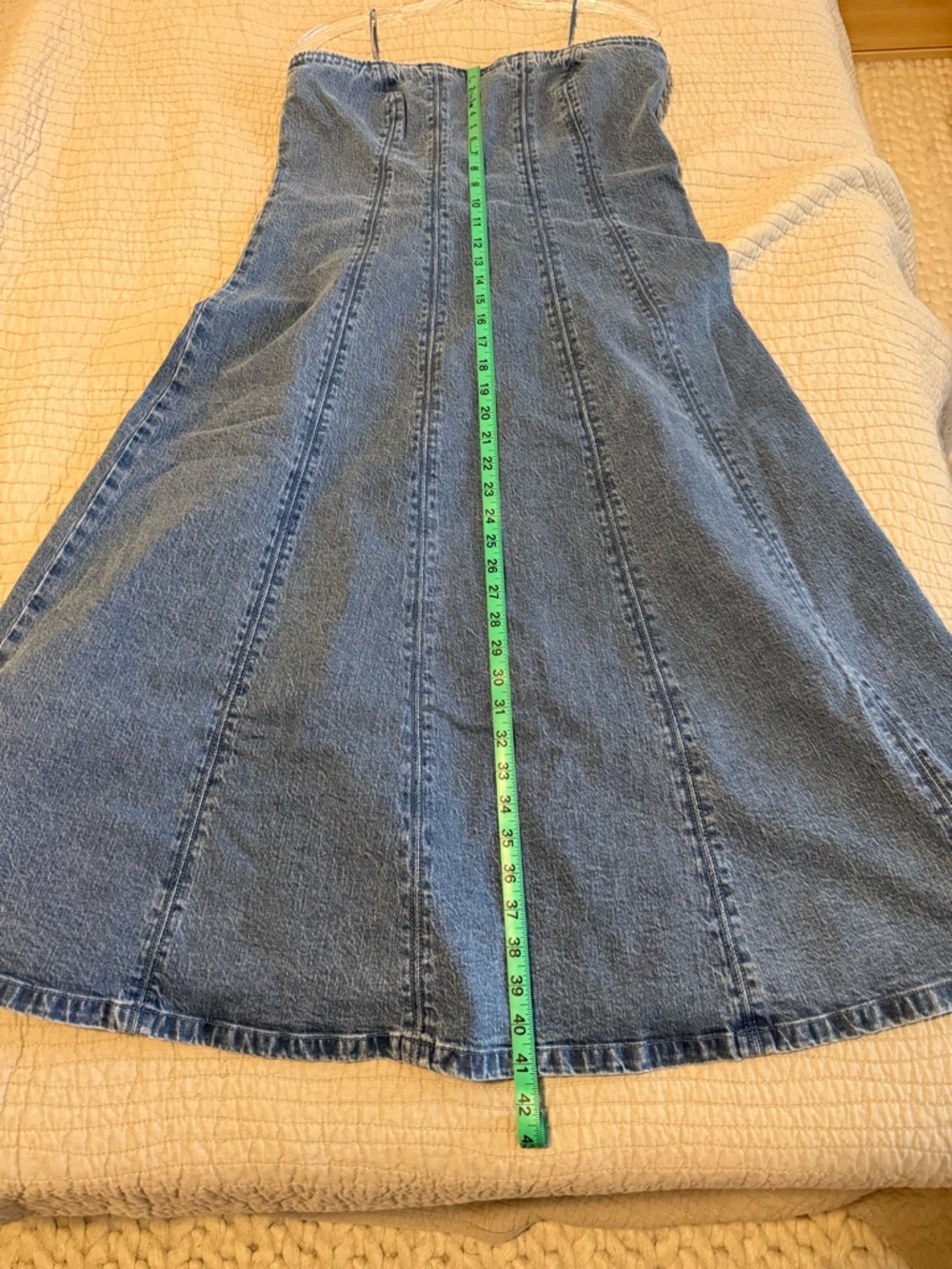 Abercrombie & Fitch Strapless Light Wash Denim Midi Dress - Picture 3 of 6